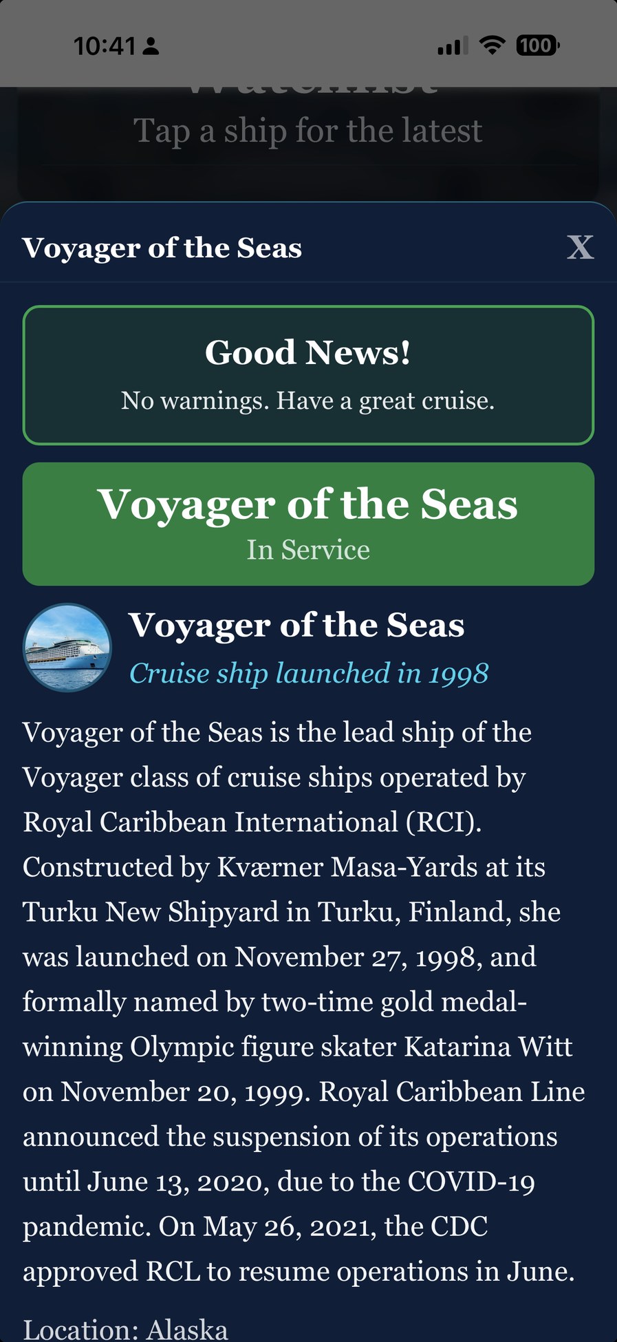 Cruise Ship Watch — Find My Ship