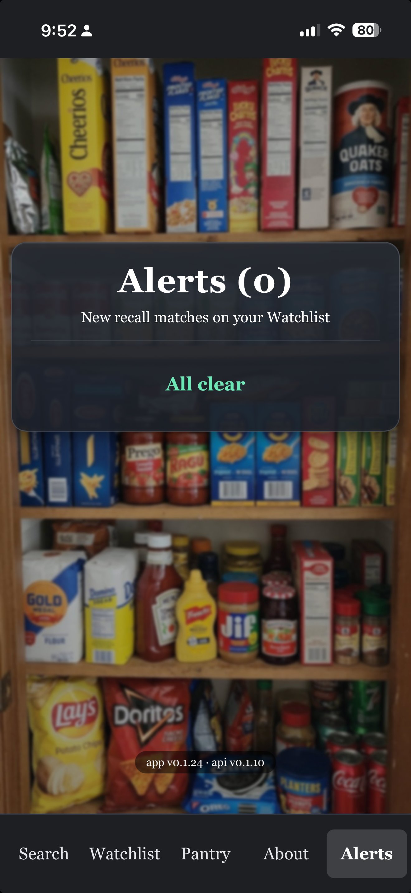 Meal Watch — Alerts All Clear