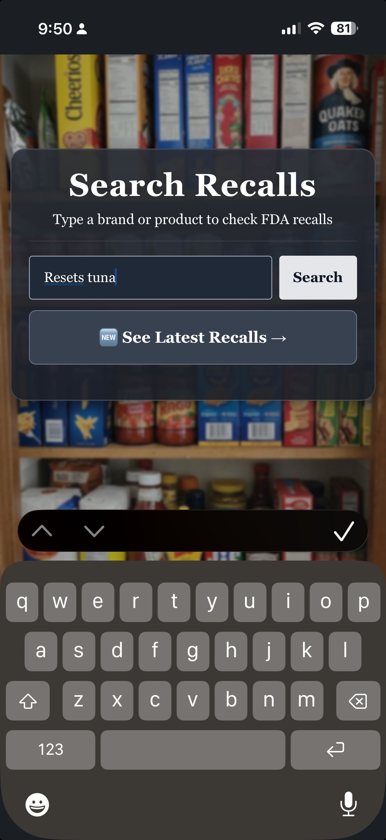 Meal Watch — Search Recalls