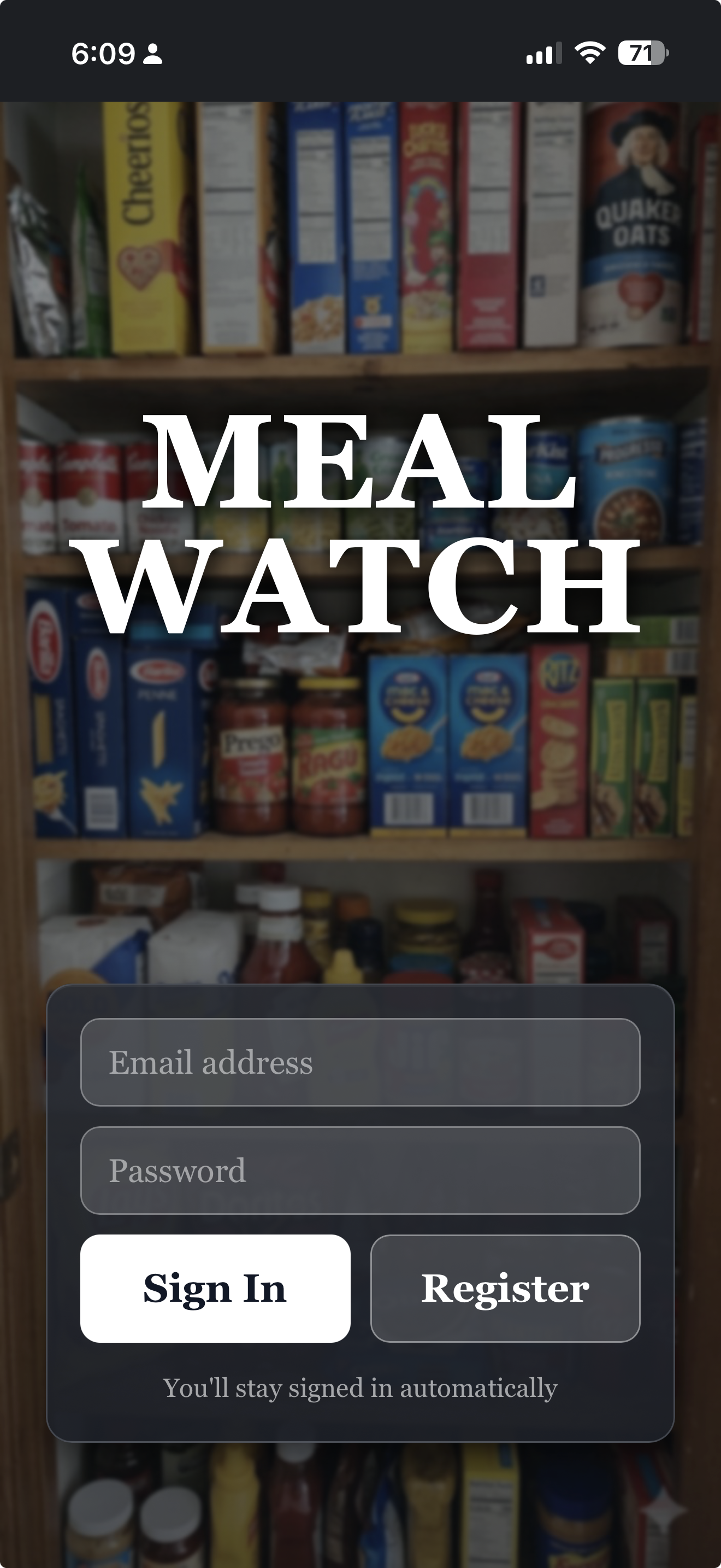 Meal Watch — Sign in