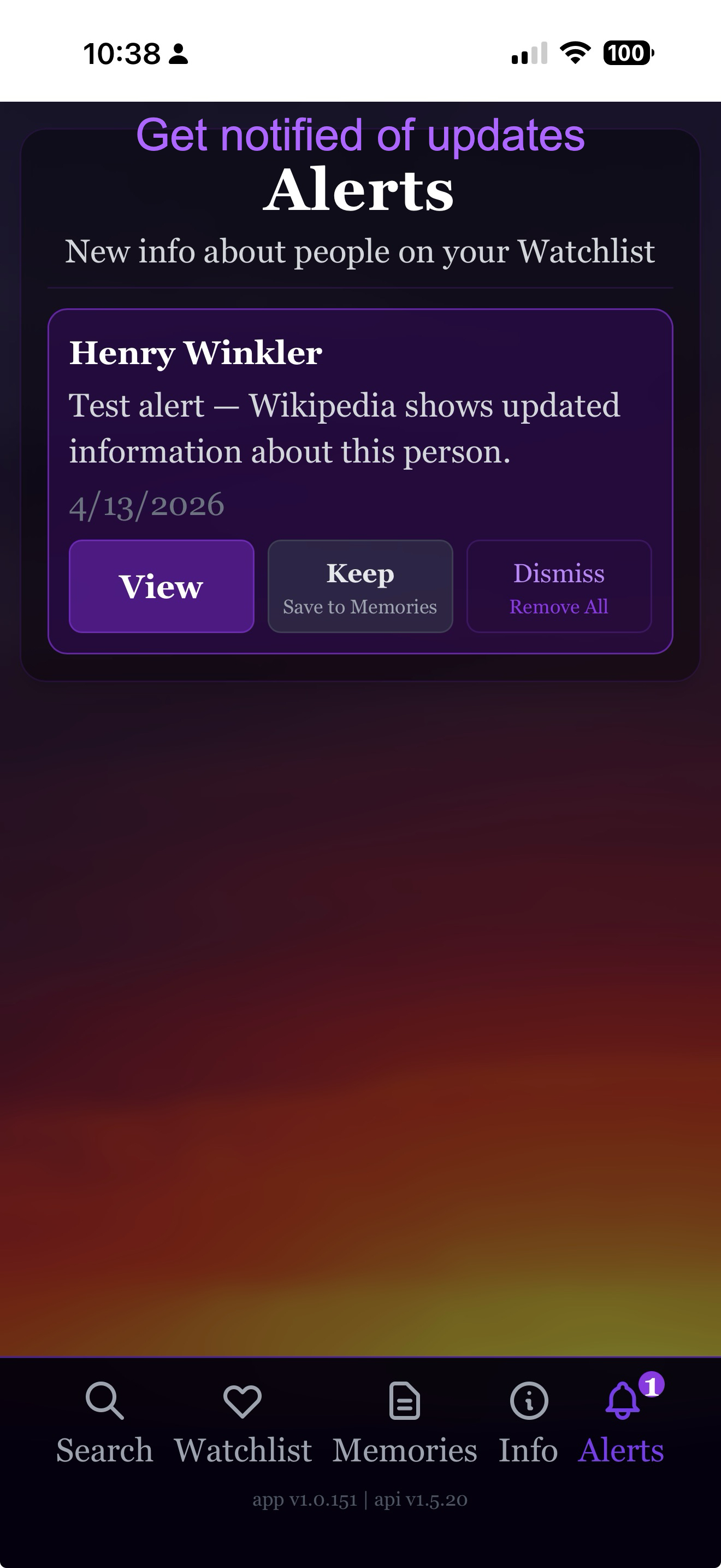 Memory Watch — Memories