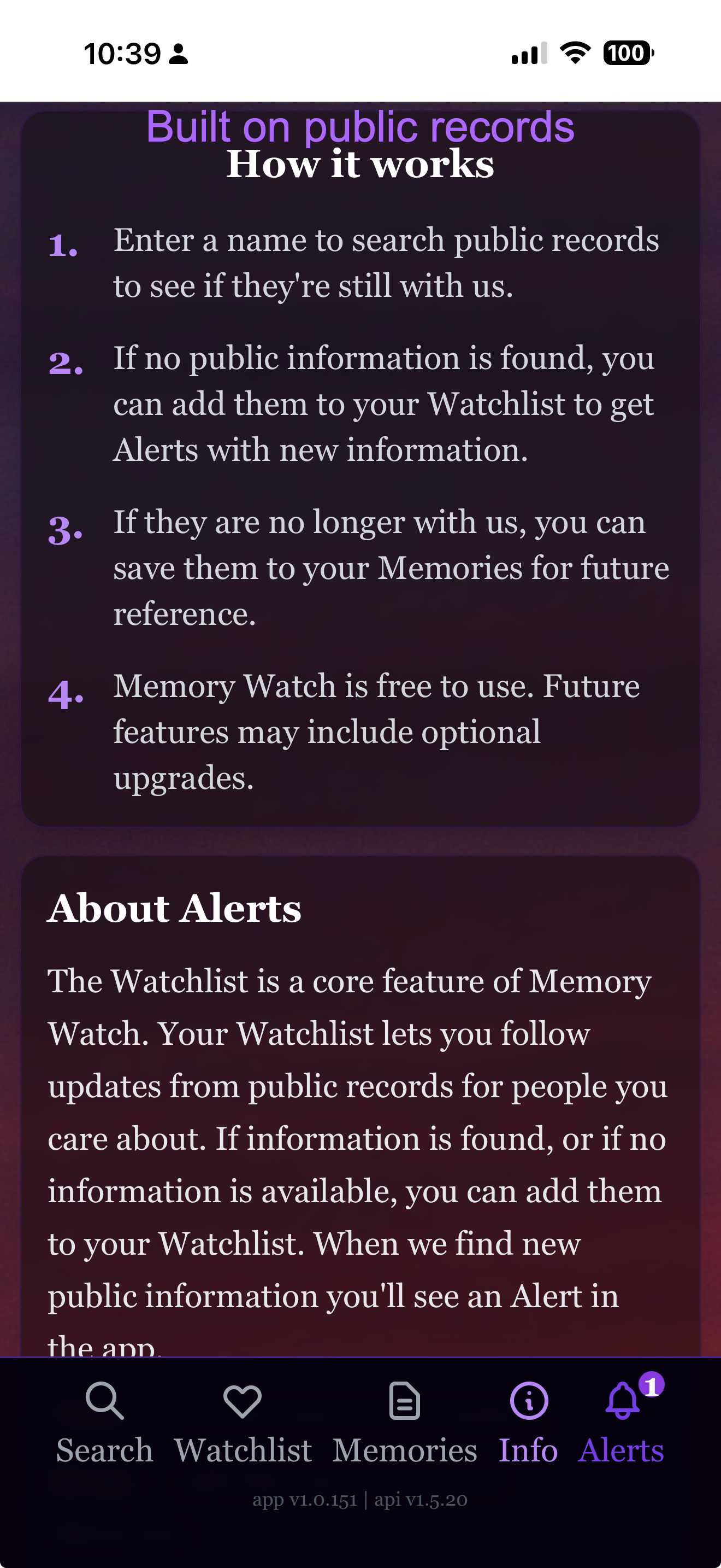 Memory Watch — Watchlist