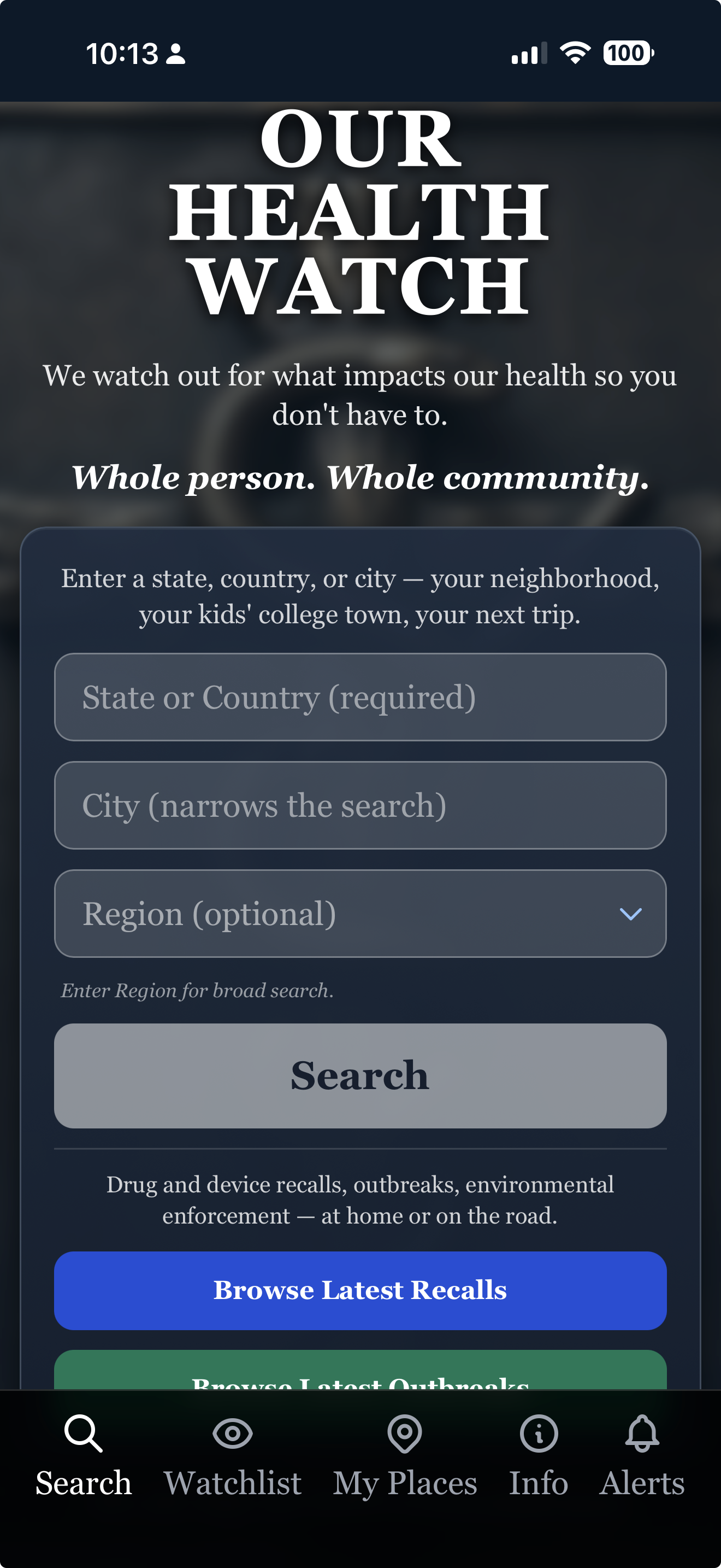 Our Health Watch — Add a place