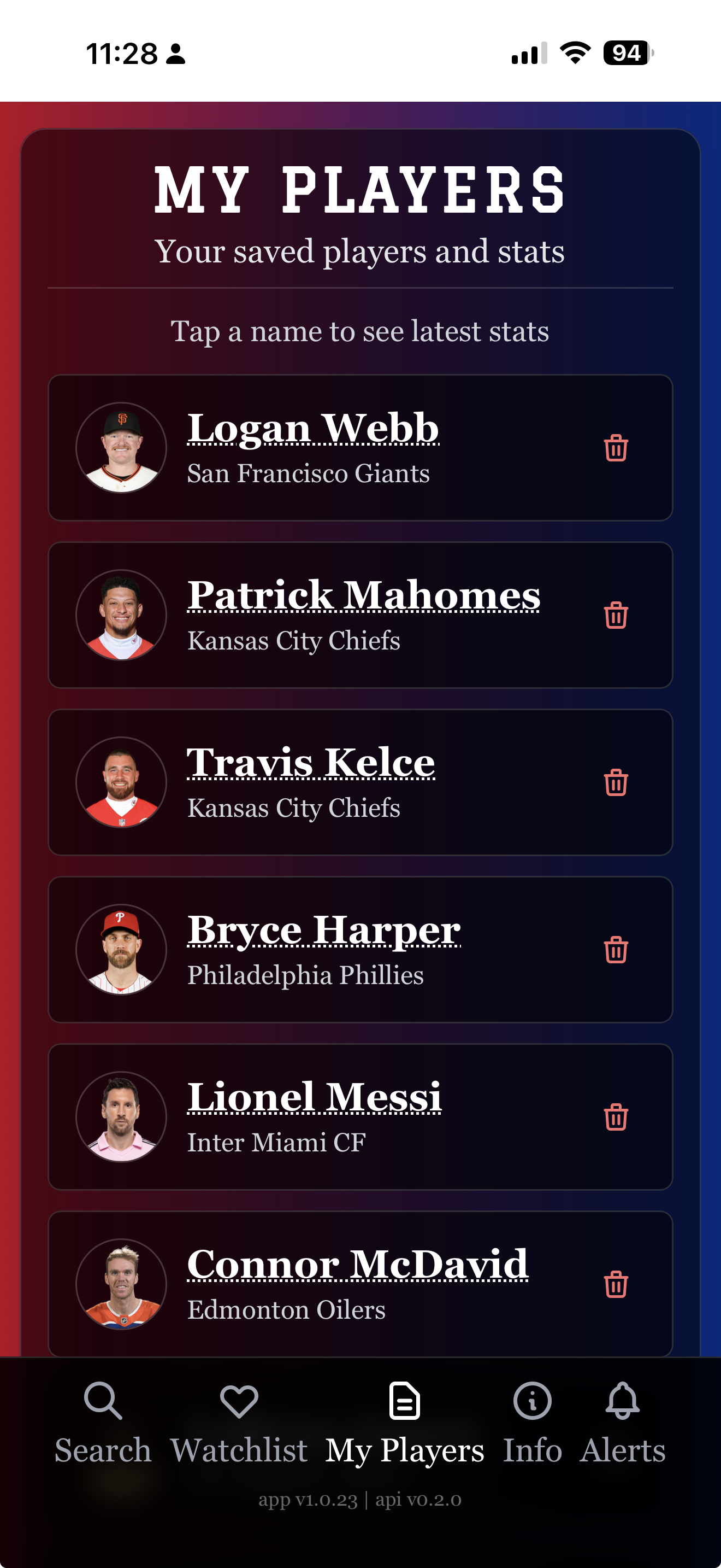 Player Watch — My Players