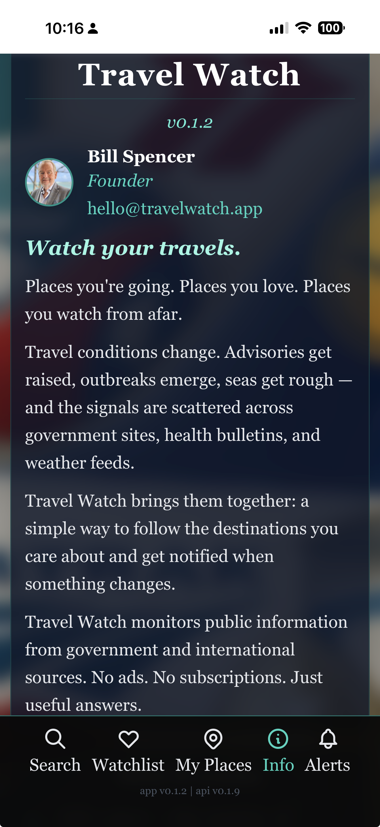 Travel Watch — Destination detail
