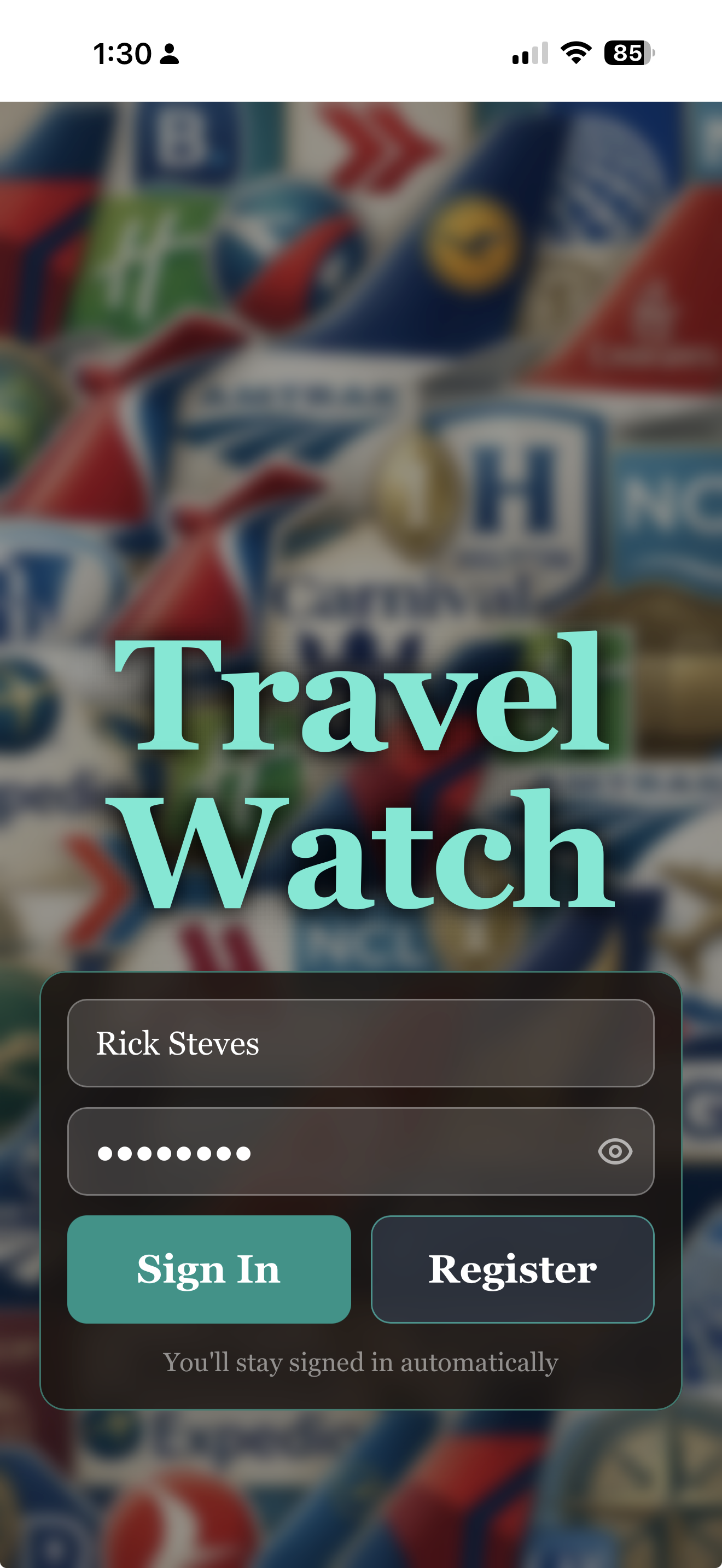 Travel Watch — Sign in